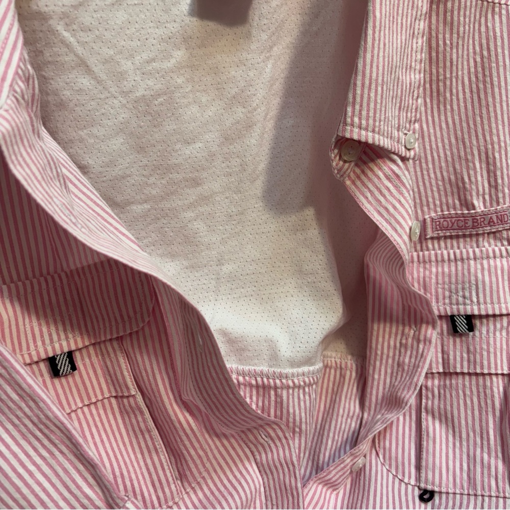 Royce Brand Pink & White Seersucker Long-Sleeve Ventilated Shirt, Size Large - Picture 8 of 8